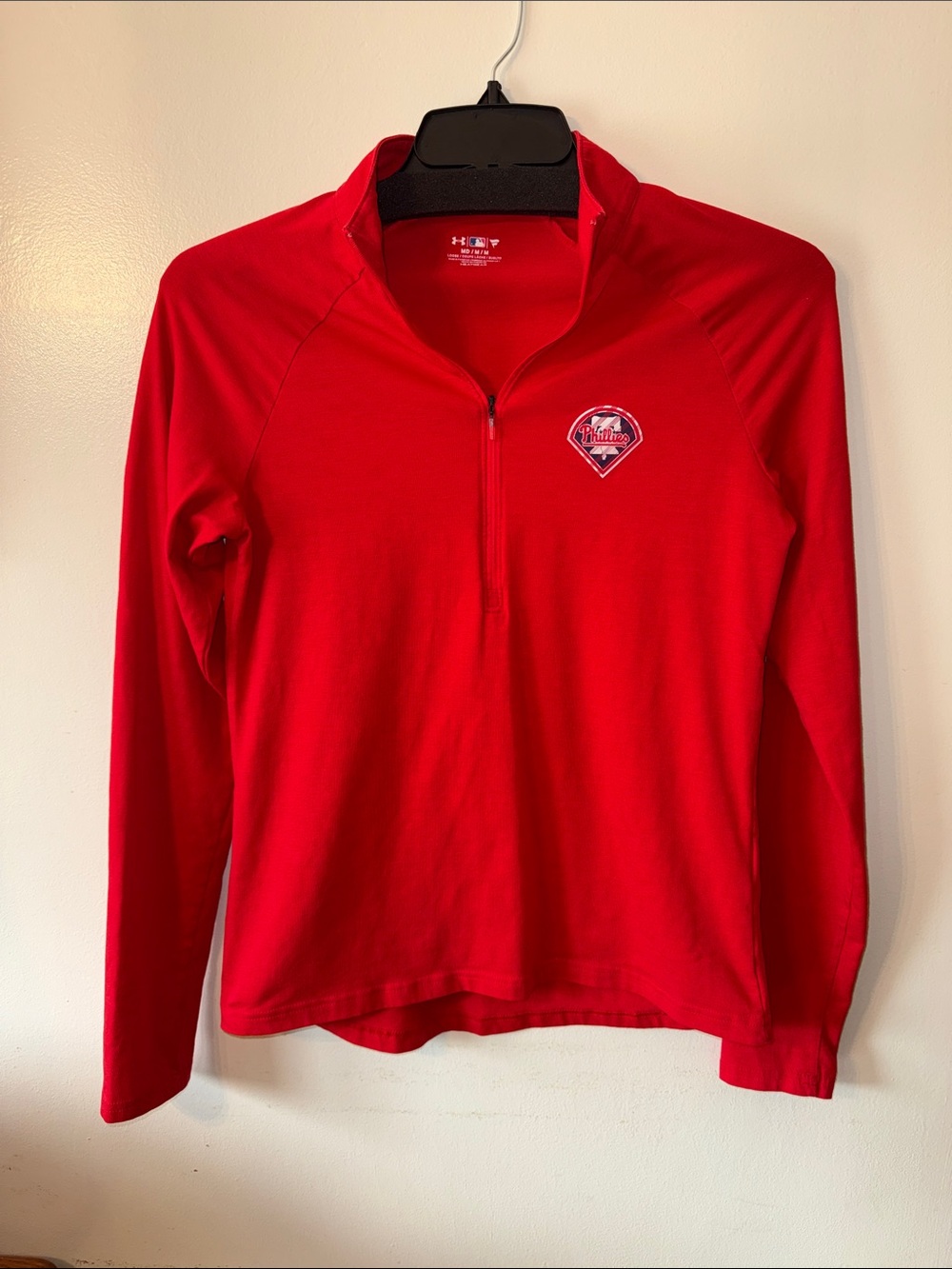 Under Armour Medium Red Zip-Up Pullover with Philadelphia Phillies Patch